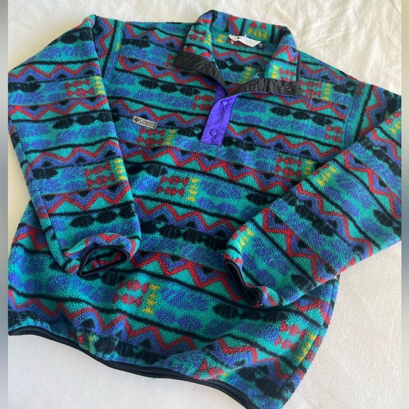 ✨COLUMBIA VIBRANT PATTERNED 1/4 SNAP PULLOVER - Picture 2 of 9